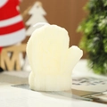 Mini cream white wool glove scented candle with knitted texture for Christmas decor - White (English Pear & Freesia)