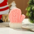 Pink and white knitted wool mitten shaped scented candle for Christmas home decor - Pink (White Peach Oolong)