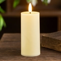 Detailed view of LED flameless candle with realistic flickering flame and ivory wax texture - Large / Plain Style
