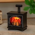 Miniature dollhouse fireplace LED light with warm burning wood effect and black shell - Black