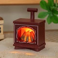 Miniature retro dollhouse fireplace lamp with warm orange light and vintage T-handle - Red