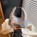 Borsa a mano argento metallizzato da donna con ciondolo a racchetta da tennis creativo - Argento