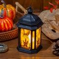 Halloween LED lantaarn met kasteelsilhouet en sfeervol oranje licht voor decoratie - Kasteel