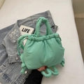 Chic quilted bubble bucket bag in mint green featuring padded cloud texture and drawstrings - Light Green No Charm