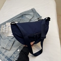 Dark blue dumpling bag with adjustable shoulder strap for casual sports and daily travel - Blue