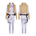 Prinzessin Leia Cosplay Kostüm mit weißem Body und khakifarbener Weste für Damen - S / Weiß und Hellbraun
