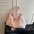 Light pink large capacity tote bag made of lightweight fabric with a tie knot detail - Pink