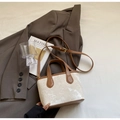 Chic cream bucket bag with brown handles and star embossed leather in a stylish setting - Off-white Without Pendant