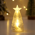 Details des warm leuchtenden LED Weihnachtsbaum Nachtlichts mit Goldglitzer und Stern - Warmweißes Licht (Silberpulver)