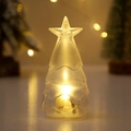 Nahaufnahme der gefrosteten Weihnachtsbaum-LED-Leuchte mit warmem Glanz und Sternspitze - Warmweißes Licht (Transparent)
