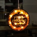 Luce LED zucca di Halloween appesa con testo Happy Halloween e una calda luce arancione - Grande Forma Zucca