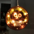 Glittery round Halloween LED pendant light with cartoon monster and warm yellow glow - Bat