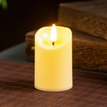 Single ivory LED flameless candle with realistic melting wax effect and warm yellow light - Glossy / 5*7cm