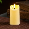 Beige flameless LED candle with dripping wax design and realistic warm flickering flame - Glossy / 5*9cm