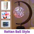 Moon-shaped rattan ball lamp with elegant gift box and heart-shaped greeting cards - Rattan Ball Style / With Packaging And Gift Bag / Battery Powered