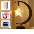 Star shaped glass moon lamp in warm glow with batteries, gift box and greeting cards - Star Lamp / With Packaging And Gift Bag / Battery Powered