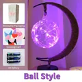 Moon shaped LED lamp with round bulb, gift box, card and batteries included - Round Ball Style / With Packaging And Gift Bag / Battery Powered