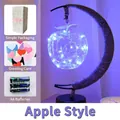 Creative apple-shaped LED night light on moon stand with gift box and batteries - Apple Style / With Packaging And Gift Bag / Battery Powered