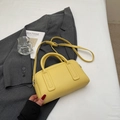 Chic bright yellow litchi pattern leather handbag with adjustable crossbody strap - Yellow Without Pendant