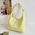 Light yellow pleated hobo shoulder bag with a minimalist design and large capacity - Yellow