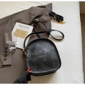 Black pebbled leather crossbody bag with white graffiti print and golden hardware - Black without Pendant