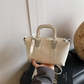 Elegante bolso de mano blanco crema para mujer con correa ajustable y asa superior - Blanco