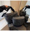Set di borse a tracolla in nylon nero con tasche a rete e ampie spalline regolabili nere - Nero Grande