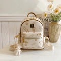 Off-white faux leather mini backpack with Keddy Bear University print and bear charm - With Charm / Off White