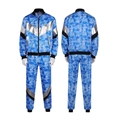 Jaren 80 retro disco trainingspak voor heren met blauw pixelpatroon en zilveren accenten - S / Sterrenblauw Pixel Print