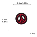 Toppa ricamata con segno di pace rosso e nero per vestiti fai da te, diametro 3,5 cm - Stile Segno della Pace (10117)