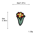 Colorful floral embroidered DIY patch for clothing with red and yellow petals, 4x6cm size - Floral Style (10124)