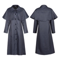 Wednesday Addams Cosplay Gestreifter Trenchcoat mit Umhang, Vorder- und Rückseite - S / Blau-Schwarz Gestreift