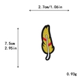 Golden feather embroidery patch with dimensions 2.7cm x 7.5cm and red details - Yellow Feather Style (10123)