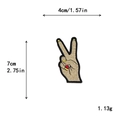 Creative hand gesture embroidery patch with V sign, size 4x7cm and 1.13g weight - V Gesture Style (10120)