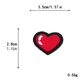 Red embroidered heart iron-on patch measuring 3.5cm by 2.8cm for DIY clothing decor - Red Heart Style (10114)