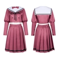 Uniforme scolastica JK viola rosato con gonna a pieghe midi e maglia con colletto alla marinara - S / Rosa Viola