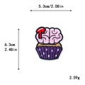 Halloween Cupcake-Aufnäher mit rosa Gehirn-Motiv und Maßen für DIY-Dekoration - Gehirn Cupcake Stil (10187)