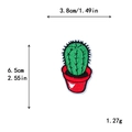Embroidered cactus patch variant for DIY clothing and bags measuring 3.8cm x 6.5cm - Cactus Style (10195)