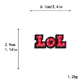 Embroidered LOL patch for DIY clothing with red polka dot design and dimensions - LOL Lettering Style (10208)