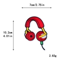 Red cartoon headphone embroidered patch DIY accessory with 10.2cm height dimension - Red Headphones Style (10198)