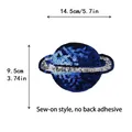 Blue planet sequin patch for clothing DIY, 14.5x9.5cm hand-sewn decorative embroidery - Blue Silver Planet (10278)