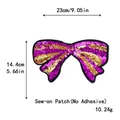 Purple and gold sequined bow patch for clothing decoration, size 23x14.4cm, hand-sewn only - Purple Bow (10276)