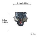 Tiger head embroidered sequin patch for DIY clothing decoration with size dimensions - Blue Silver Tiger Head Style (GZ-5313)