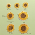 Set of sunflower embroidery patches in seven sizes for DIY clothing and bag decoration - 3.4cm