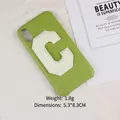 Écusson lettre C en chenille verte avec broderie blanche pour sacs et téléphones - Gz-4381*en Stock