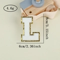Detail of white chenille embroidery letter L patch with gold glitter borders 8x6cm - Letter L / White / Hot Melt Adhesive