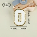 Detail of chenille number 0 patch with gold glitter edge, 8cm height for DIY decor - Letter O / White / Hot Melt Adhesive