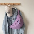 Purple crescent crossbody dumpling bag with woven zipper pull in casual style - Purple