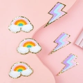 Toppe ricamate con arcobaleno e fulmine e paillettes per decorazione fai-da-te - Set Completo