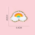 Patch ricamata nuvola arcobaleno con paillettes oro per decorazioni fai da te, 6,4x4,5cm - Nuvola